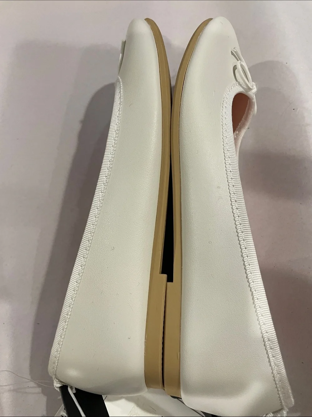 NWT H&M White Girls Ballet Flats with Pink Insole and Bow
